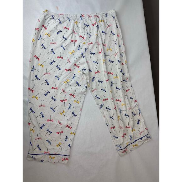 BedHead Pajama Set Dragonflies Short Sleeve Crop Pants 100% Cotton Plus Size 1X - Picture 4 of 11